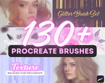 130 Procreate Brushes for Artists | Procreate Watercolor Brushes | Procreate Oil Paint Brushes | Procreate Glitter Brushes | Bundle Variety