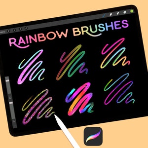 RAINBOW Brushes Procreate iPad Lettering Note Taking 3D Rainbow Script ...