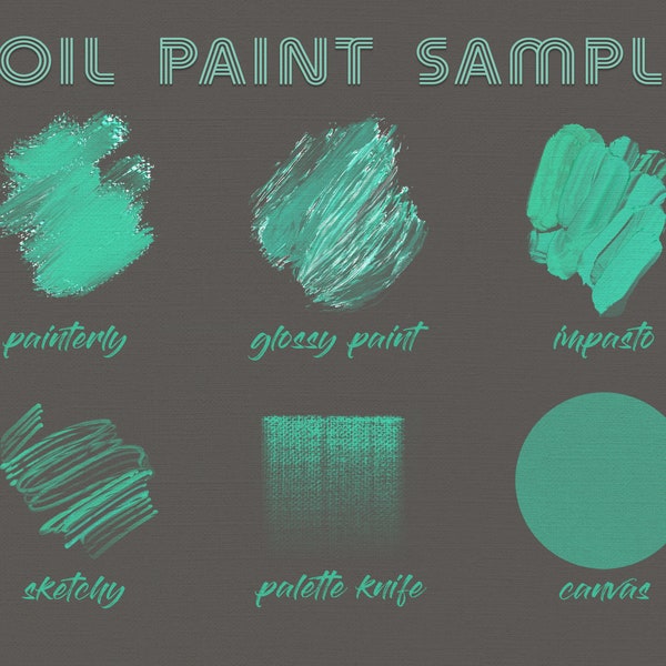 Procreate OIL PAINT Brushes SAMPLE Pack de 6 pinceles al óleo y textura de lienzo para Procreate Paint Brush Set Procreate Acrylic Brush Impasto