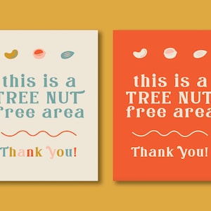 Tree Nut Free Area Sign