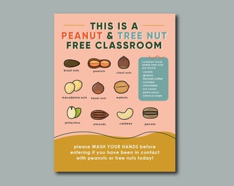 Peanut & Tree Nut Free Classroom Sign