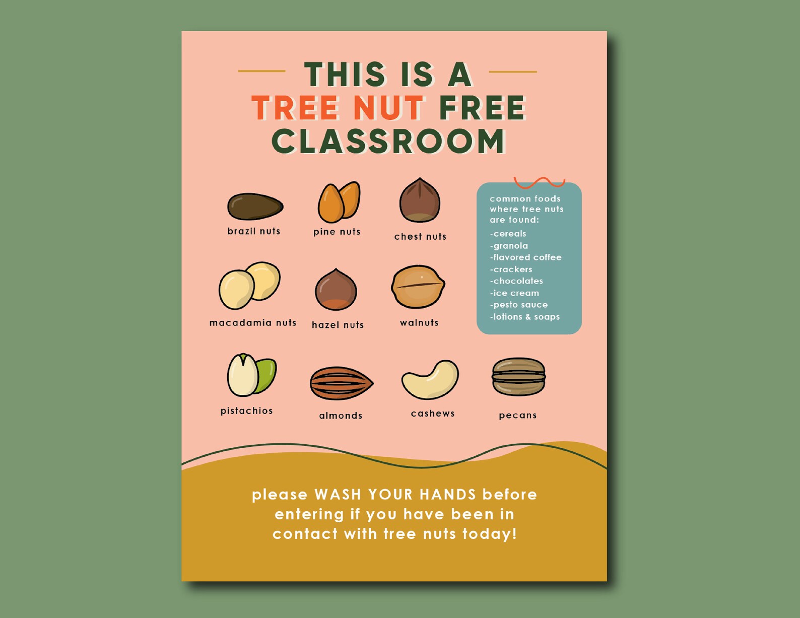Tree Nut Free Classroom Sign Etsy Tree Nut Free Classroom Sign Etsy