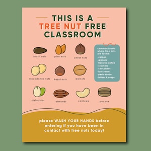Tree Nut Free Classroom Sign