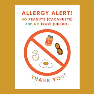 Peanut & Egg Allergy Sign - Spanish
