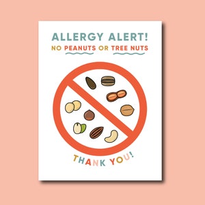 Peanut & Tree Nut Allergy Alert Sign