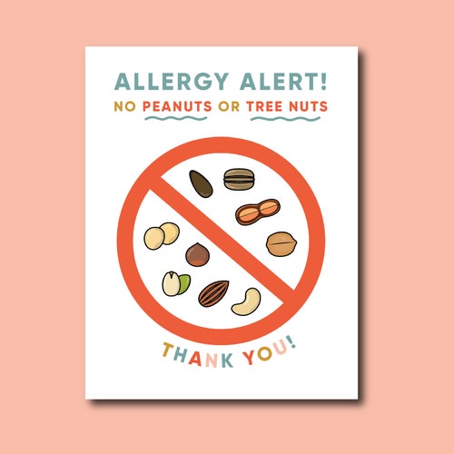 Peanut & Tree Nut Allergy Alert Sign - Etsy