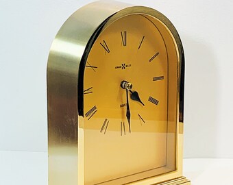 Vintage Howard Miller® Solid Brass Arch Mantel Clock, 7.75" T. 5.5" W. Retired Edition, Top Grade, Serviced. Japan Quartz. Free US Shipping.