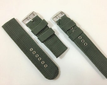 Army Green Sport Watch 18 – 20 - 24mm Lugs, Stainless Buckle, Heavy-Duty Water-Resistant Strap, New Old Stock