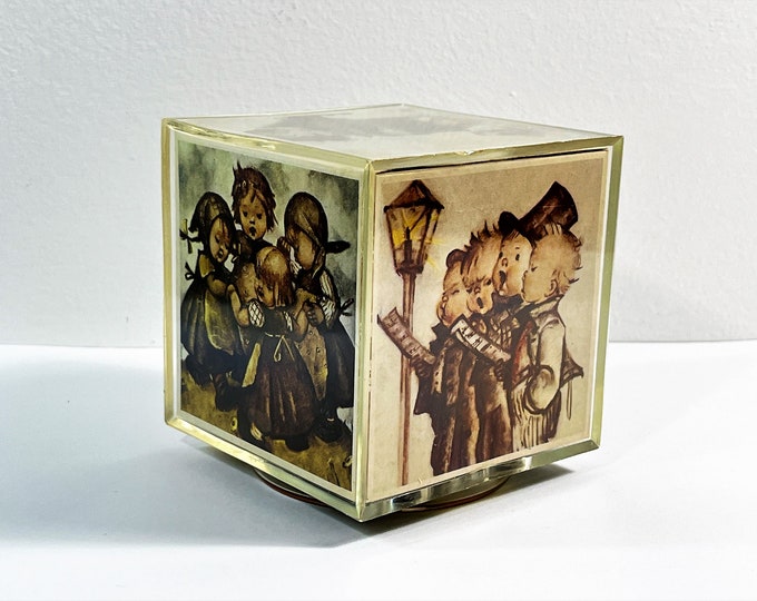 Vintage M.I.M Lador Inc. Music Box. "Fascination", Rotating Cube Depicts The Hummel® Children. Made in Hong Kong, Restored. Free US Shipping