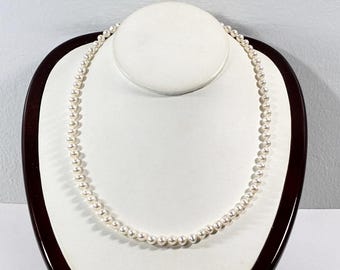 Natural Australian South Sea Pearl Necklace, 5.5mm White/ Rosy Overtone, Round to Baroque, 14K Gold Clasp, 18” L, 80 Pearls.Free US Shipping