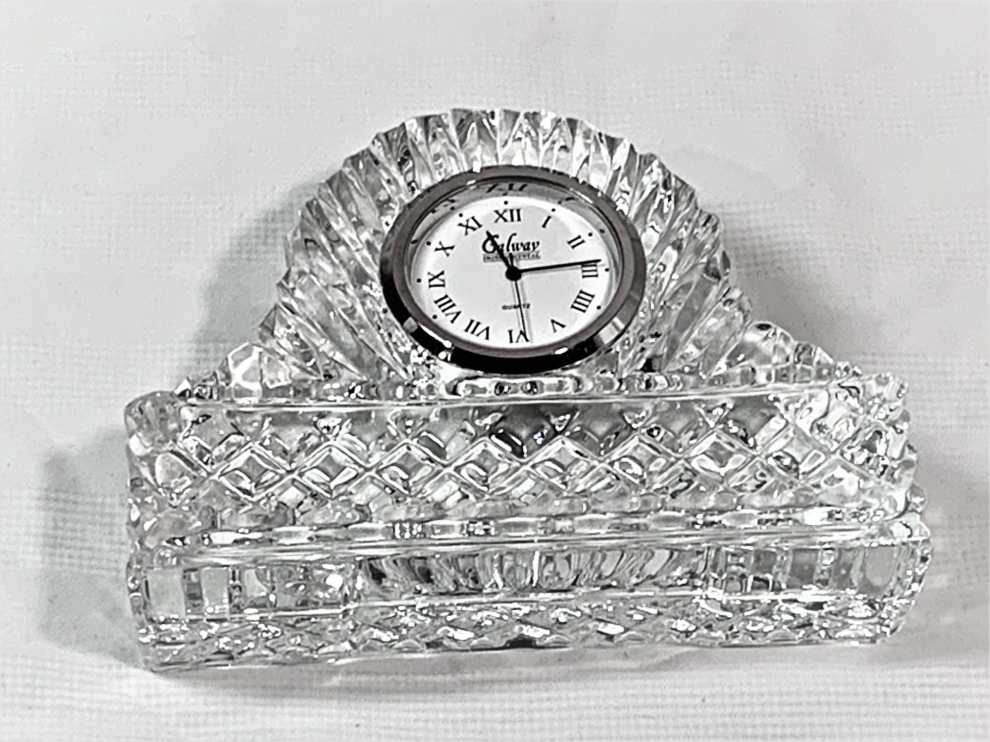 Galway Irish Crystal Mini Desk Clock, Hand Cut 24 Lead Crystal