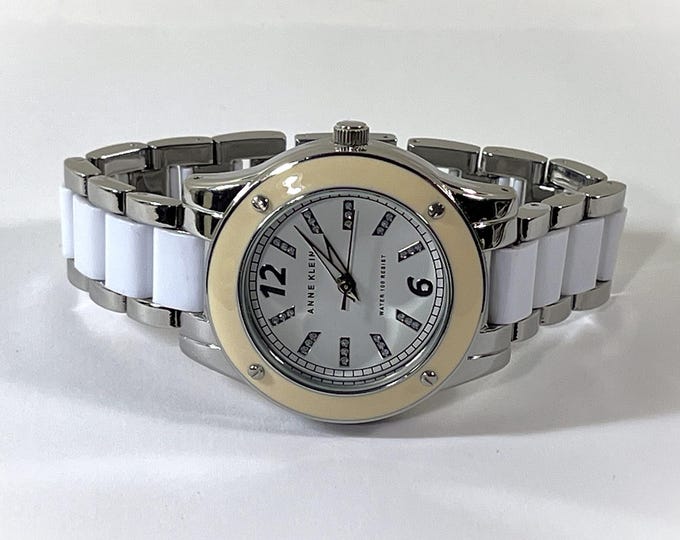 Anne Klein® Women Watch, Large 36mm Case, Enameled Bezel, Ceramic  Band, Water Resistant 30M, Serviced & Works Perfect. Free US Shipping