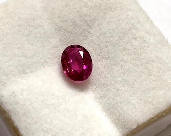 Natural Fine Ruby, Deep Red - Pinkish Hue, Grade VS - AA, Oval Cut Loose Gemstone 7.25 X  5.25 x 3 mm, 1.12 carats.