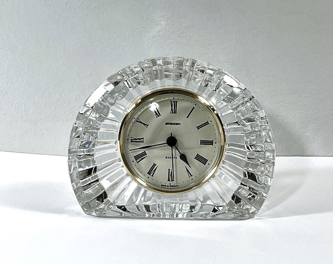 Vintage Staiger Germany & Cristal D' Arques France Fine 24% Lead Crystal Clock, 6” Wide, 4.25" Tall, Very Sharp Clock. Free US Shipping