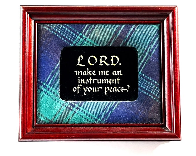 Vintage Graham Dunn® American Red Oak Music Box. "Lord Prayer", Carved Wood, Cushioned Frame Top, 7.25" W, 6" L. 2.5" H. Free US Shipping.