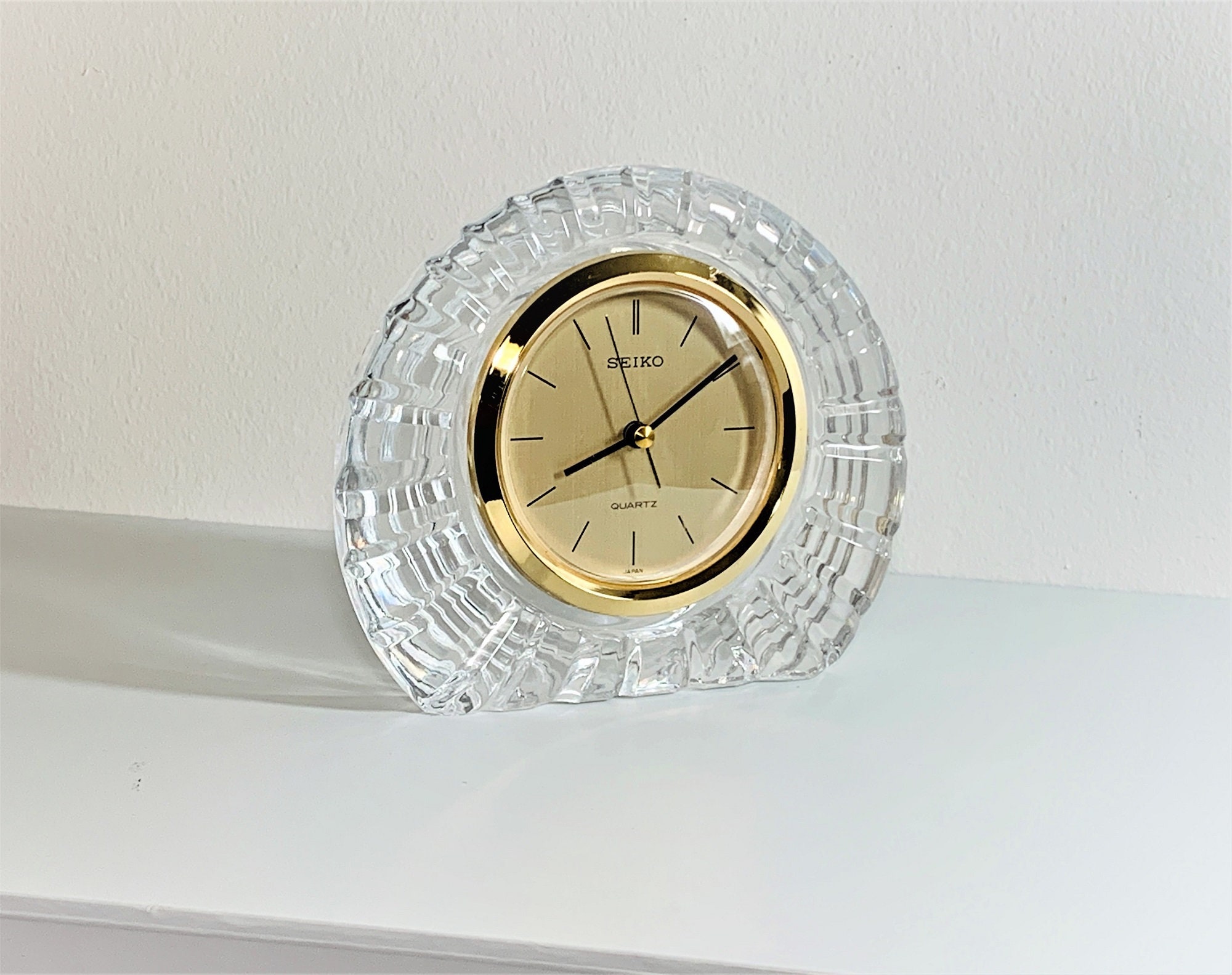 Seiko Fine Crystal Mantel Clock, Japan. Hand Cut 24% Lead Crystal, Serviced  & Works Perfectly, 6 W.  T. Free US Shipping.