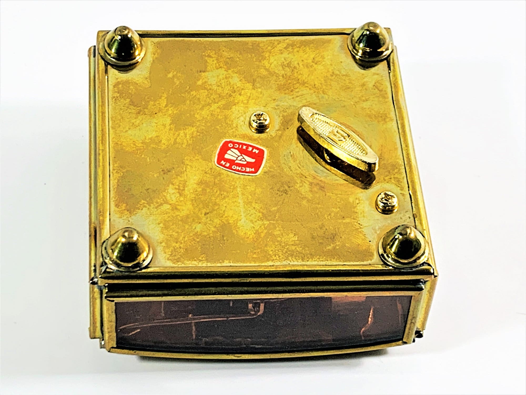 Vintage Sankyo Japan Music Box, Glass & Brass, Hologram Musical Cherubs