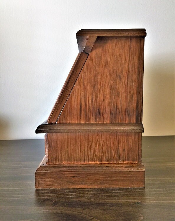 Vintage Antique Solid Wood Jewelry Case, Red Velvet Padded Top