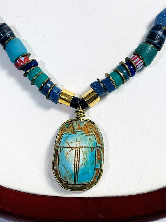 Ancient Egyptian Faience Scarab, Mummy & Bone Bea… - image 5