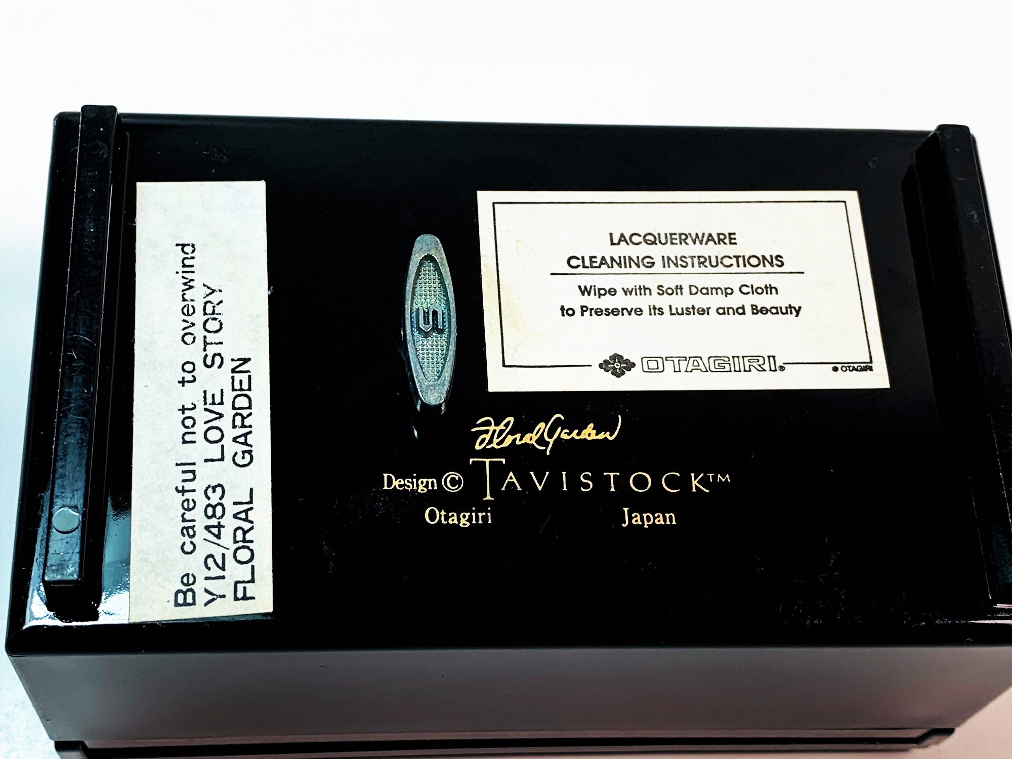 Otagiri Japan Floral Music Box, Plays Love Story, Black Gloss, Colorful