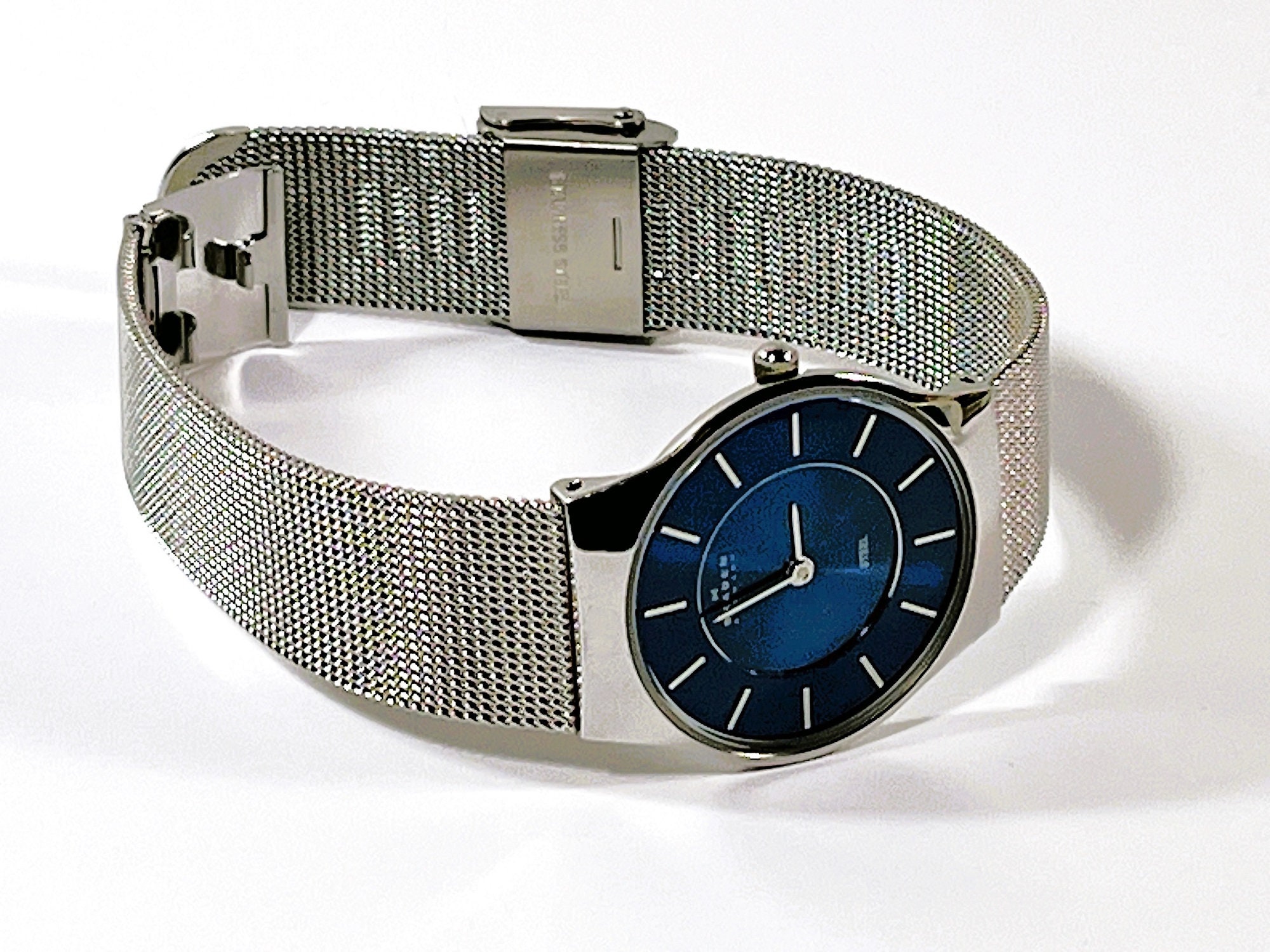 Vintage Skagen® Denmark Steel Mesh Band Women Watch, Indigo 