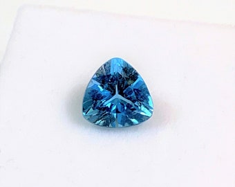 Swiss Blue Topaz, 1.80 Carats, Deep Blue, Trillion Cut 8 X 8 X 4.35 mm Loose Gemstone, VVS Grade. Vivid Stone. Free US Shipping.