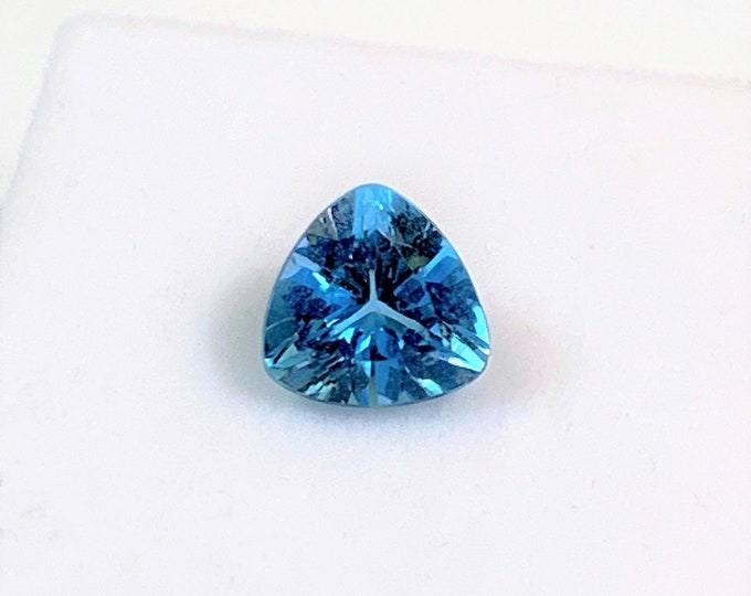 Swiss Blue Topaz, 1.80 Carats, Deep Blue, Trillion Cut 8 X 8 X 4.35 mm Loose Gemstone, VVS Grade. Vivid Stone. Free US Shipping.