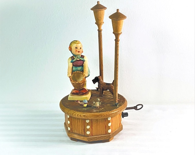 Vintage 1950's Thorens™ Swiss Music Box "I Could Have Danced All Night" ANRI Italy Rotating Carved Wood. 9.5" T. 5" D. Free US Shipping