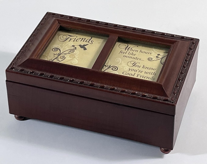 Vintage Cottage Garden Artistic Music Box, Tune: 'That's What Friends Are For', Glass Windows. Sankyo Japan, 6" W. 4" L. Free US Shipping
