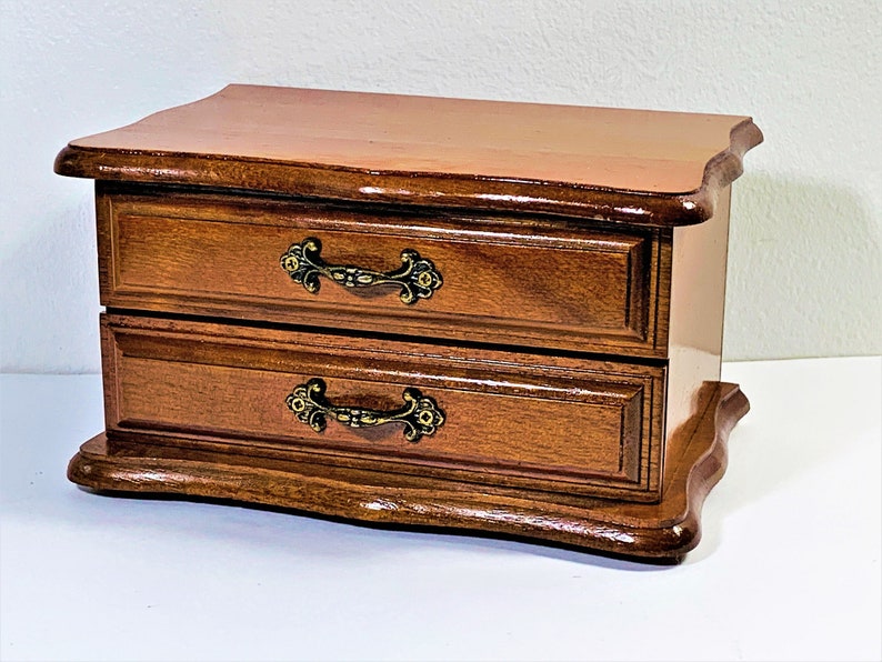 Vintage Centurion® Wood Jewelry Box Hinged Top W/ Mirror Etsy