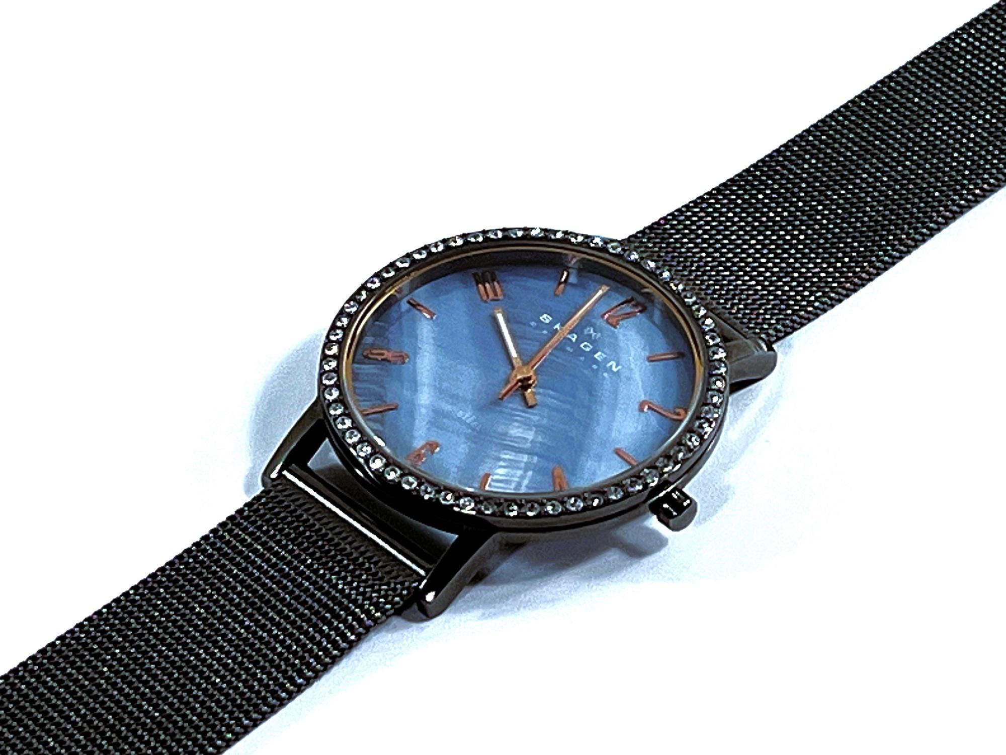 Skagen Blue Dial Swarovski Crystal Stainless Steel Unisex Skagen Blue Dial Swarovski Crystal Stainless Steel Unisex