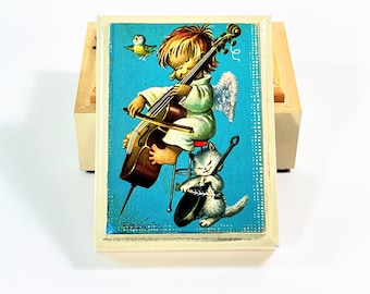 Vintage Reuge Swiss Music Box, Tune "Close To You", Ferrandiz Art, Carved Wood , , 4.25" W. 3.25" L. Good Condition. Free US Shipping
