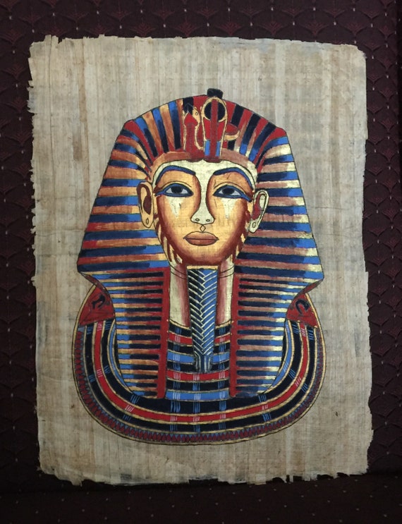 ヴィンテージの手描きエジプトパピルス、ツタンカーメン王の黄金