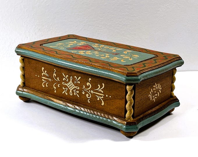 Antique Reuge® Ste Croix Switzerland Music Box."Dr. Zhivago" 4809 ANRI™ Carved Artistic Hand Painted Fine Wood. 8" W. 5" L. Free US Shipping