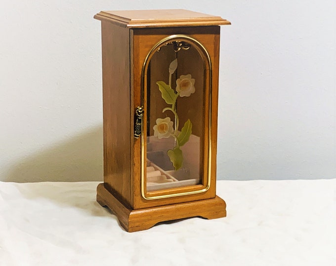 Vintage Solid Wood Jewelry Chest Stand Hangers & Padded Etsy