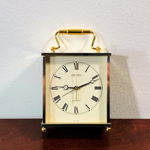 Seiko Carriage Alarm Clock, Brass Brass Finish, Serviced and