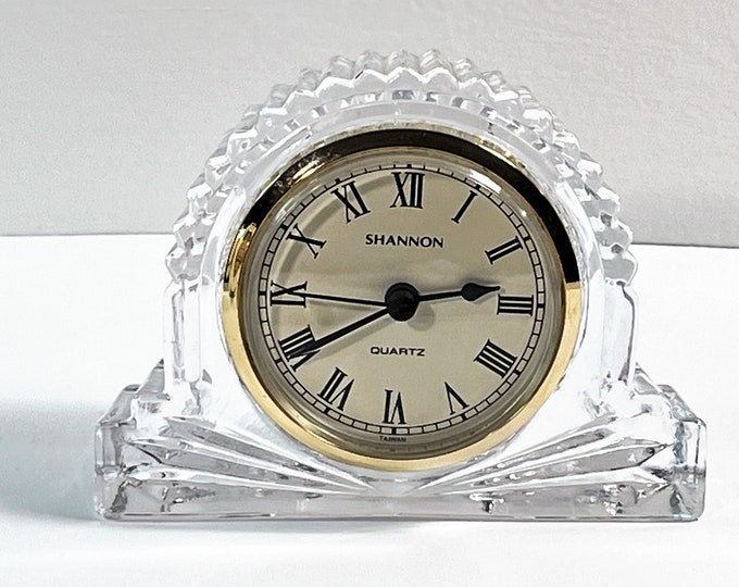 Vintage Shannon™ Designs Of Ireland Crystal Clock, Handcrafted 24% Lead Crystal, Precision Quartz, Mint. 4.5" W. 3.5" T. Free US Shipping.