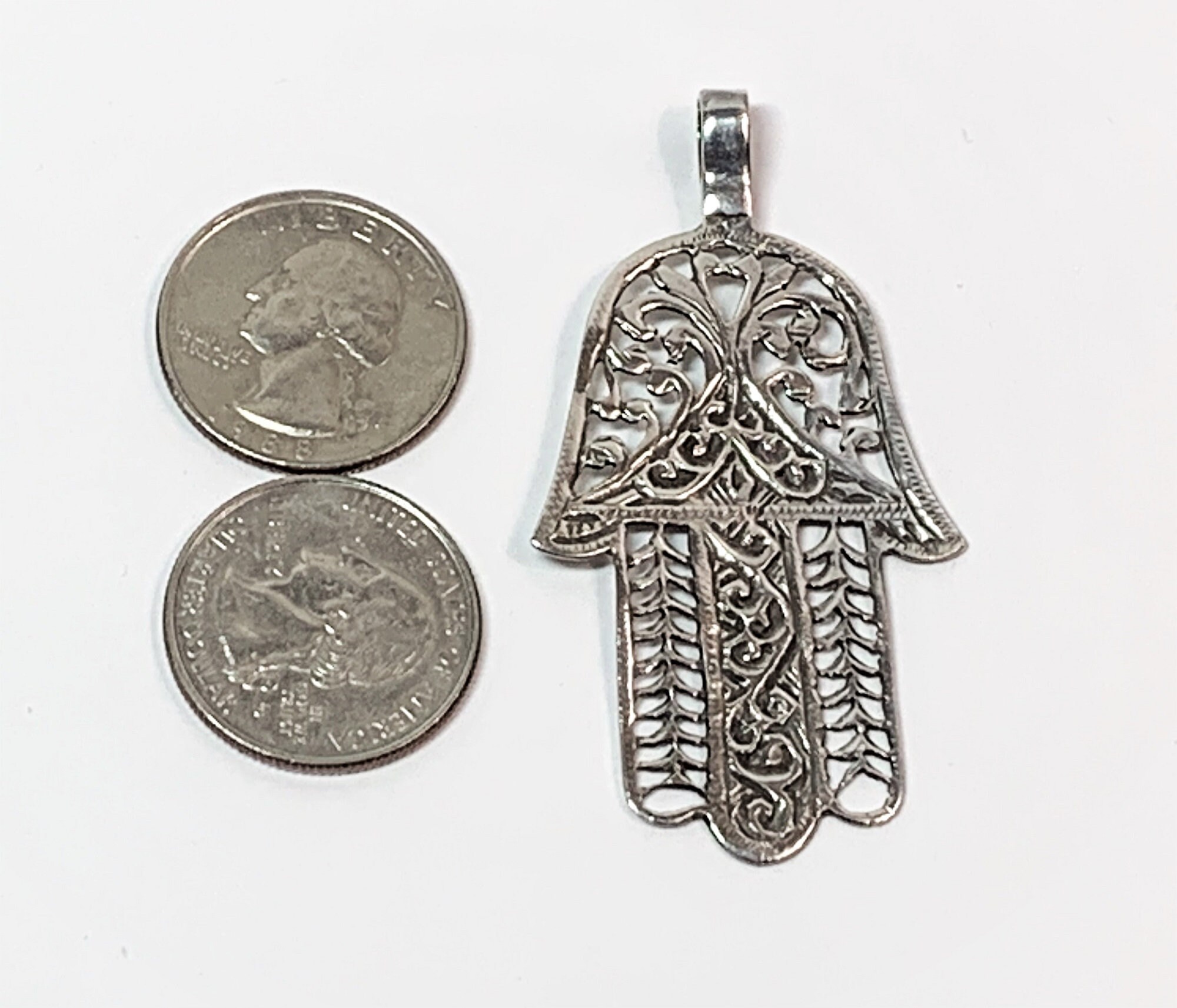 Vintage Large Filigree Sterling Silver Hamsa-Khamsa, Defense Against ...