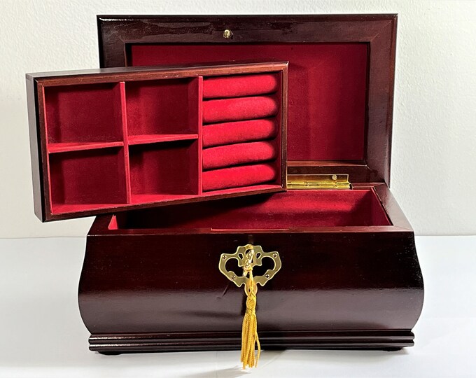 Vintage the Bombay Company Jewelry Box, Key Lock, Movable Tray, Brass