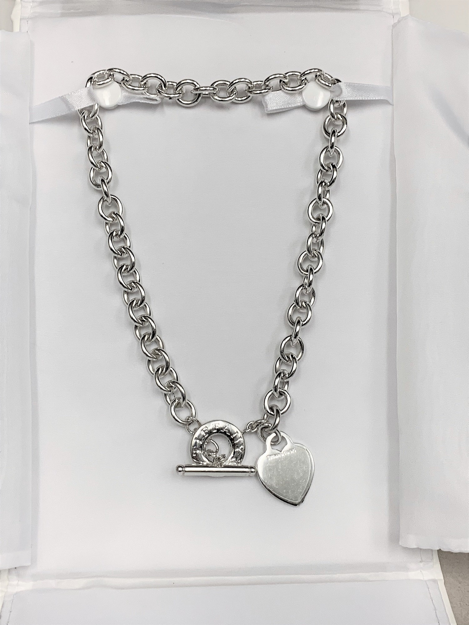 Tiffany Co. Heart Tag Toggle Necklace 100 Authentic Sterling