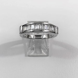 Five Stones Anniversary - Wedding Band, Sterling Silver with Rhodium, Octagon Brilliant CZ, 1.50 carats Total Weight, Size 7. Beautiful