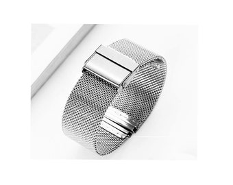 Stainless Steel Mesh Watch Band, Flex, 12 -14 - 16 - 18 - 20 - 22mm Lugs, Double Lock Clasp, Spring Pins Included, New Old Stock