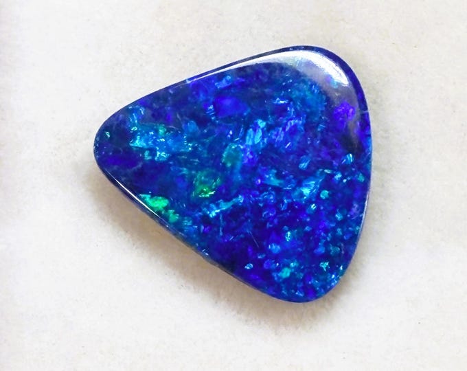 Genuine Australian Natural Opal, Fascinating Blue Fire, 13.50 X 12.95 mm, 3.50 carat. Free US Shipping.