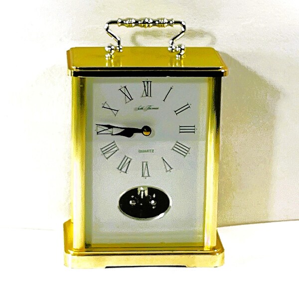 Vintage Seth Thomas™ 'Tradition' Sphere Pendulum Carriage Clock, Takane Japan Quartz, Columnas, Con servicio, 8.25" T. 5.25" W, Envío gratuito a EE. UU.