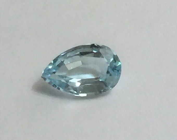 Aquamarine Loose Gemstone, Natural Untreated Gem, Pear Shape 8 X 5 mm, .98 carat, Aqua Blue, Brazil