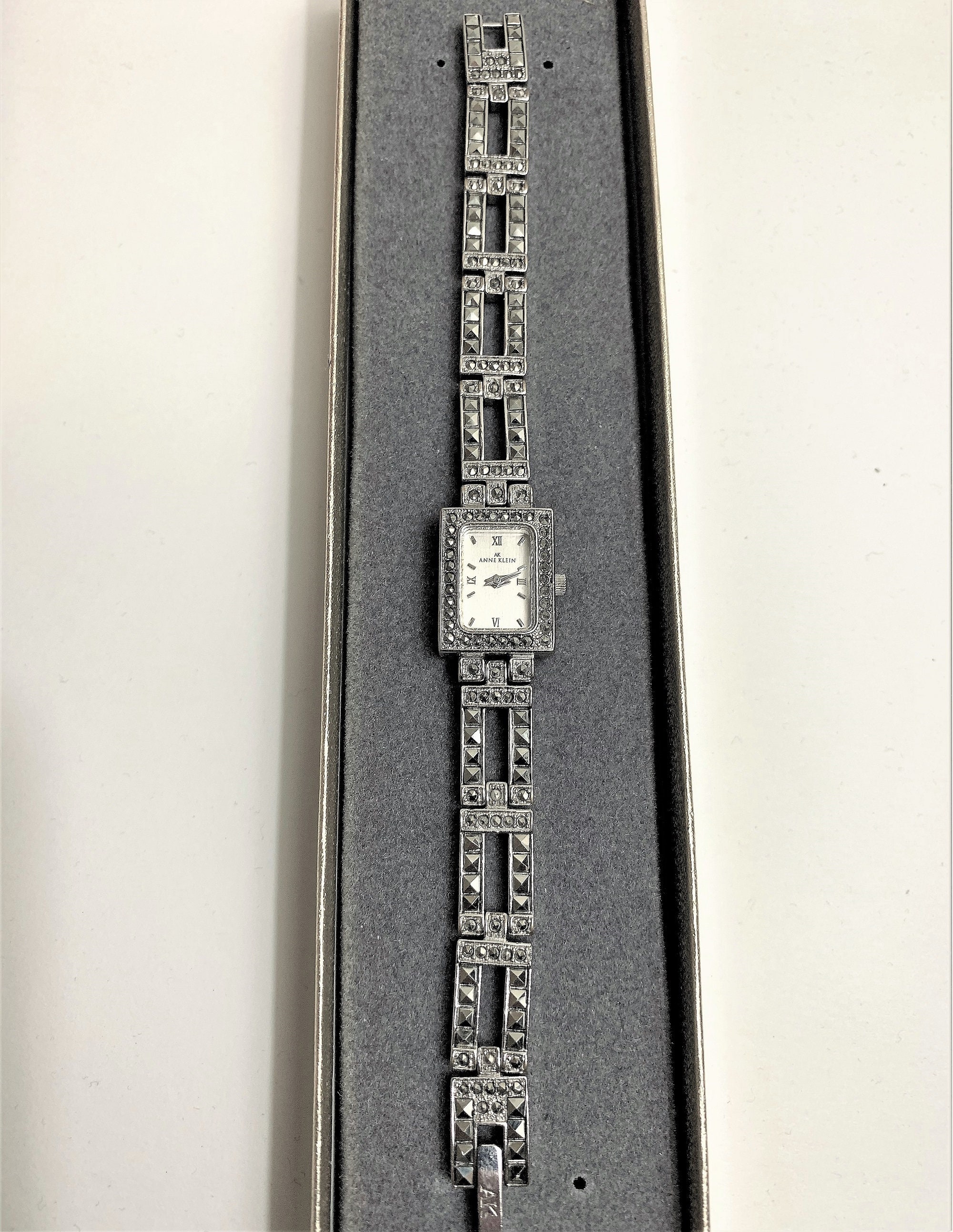 Anne Klein Marcasite Watch, Link Bracelet Band, 6.5 Long, 20 X 10 mm ...