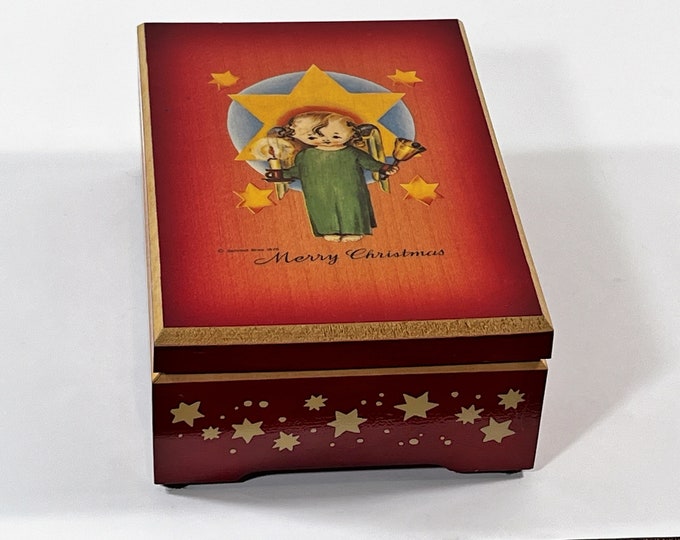 Vintage 1977 Rare Reuge Swiss "Herald Angel" By Berta Hummel Music Box, Tune" Deck The Halls", ANRI Italy, Certified, 6X4". Free US Shipping