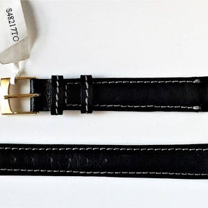 Vintage Tourbillon Genuine Leather Watch Band, 16 mm Lugs, Padded Stitched Water Resistant, Heavy Duty Thick Band, Black