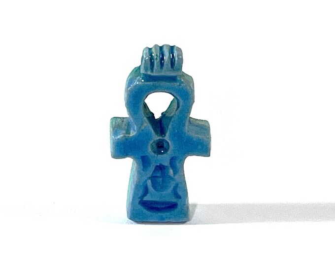 Vintage Ancient Egyptian Faience Ankh Amulet, Valley Of The Kings, West Thebes - Luxor, Upper Egypt, 37 mm. Superb Amulet. Free US Shipping.