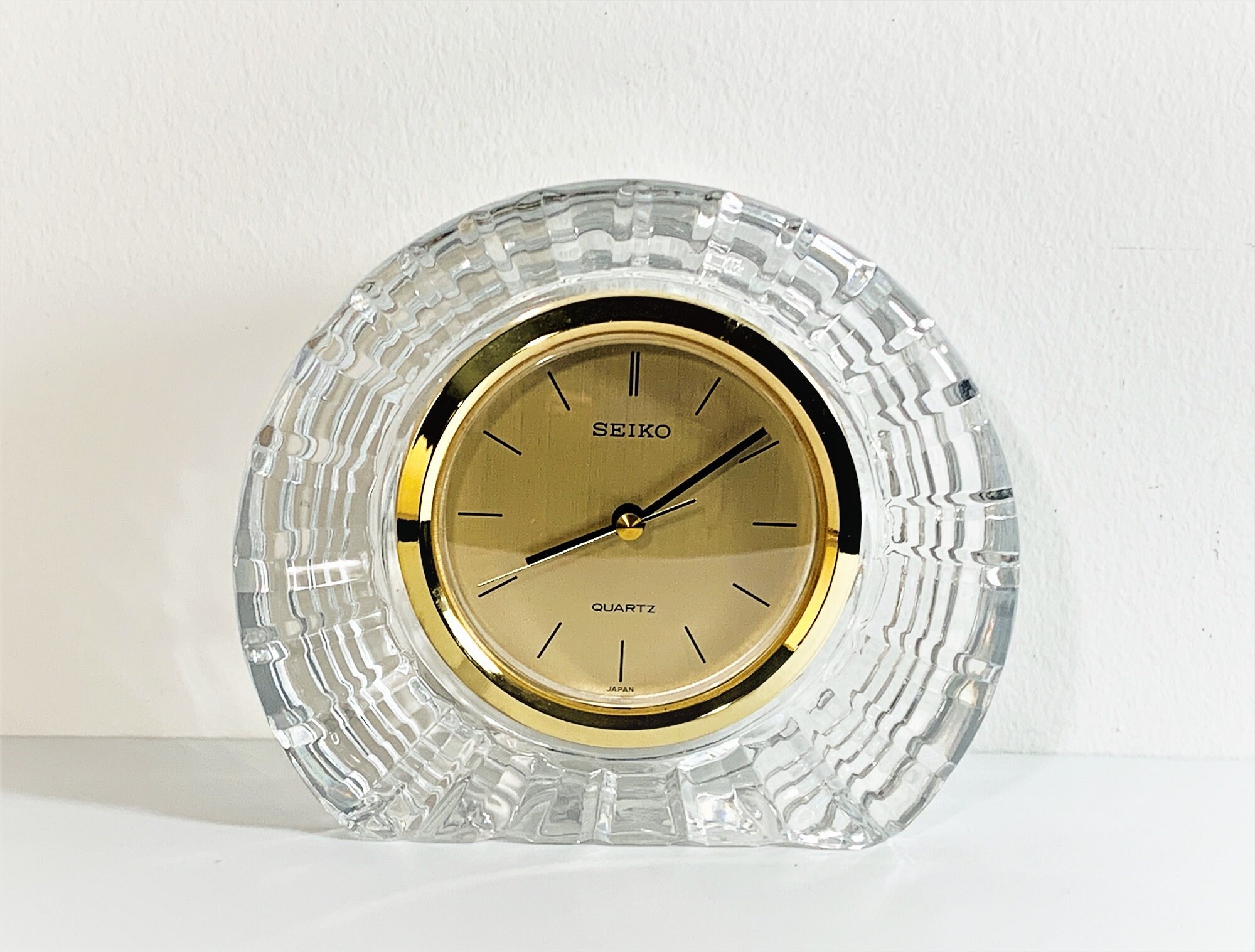 Seiko Fine Crystal Mantel Clock, Japan. Hand Cut 24 Lead Crystal